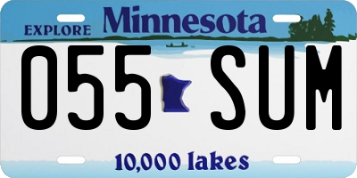 MN license plate 055SUM