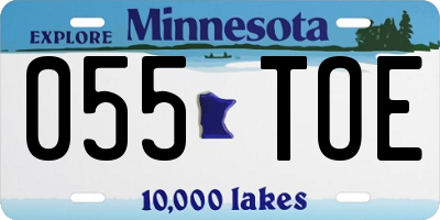 MN license plate 055TOE