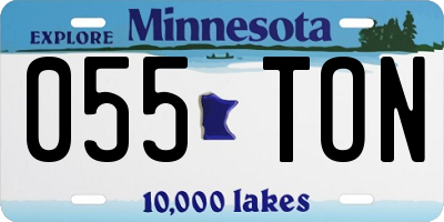 MN license plate 055TON