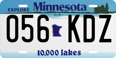 MN license plate 056KDZ