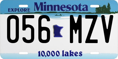 MN license plate 056MZV