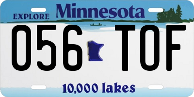 MN license plate 056TOF