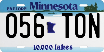 MN license plate 056TON