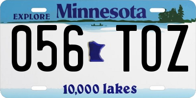 MN license plate 056TOZ