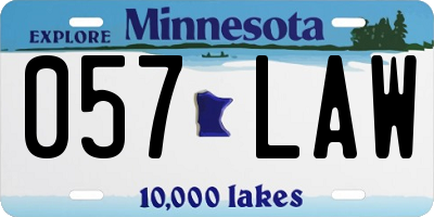 MN license plate 057LAW