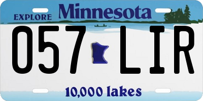 MN license plate 057LIR