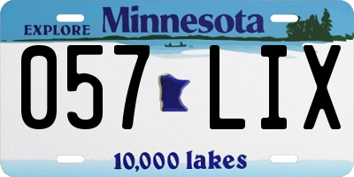 MN license plate 057LIX