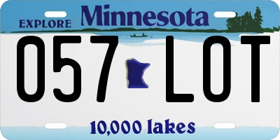 MN license plate 057LOT