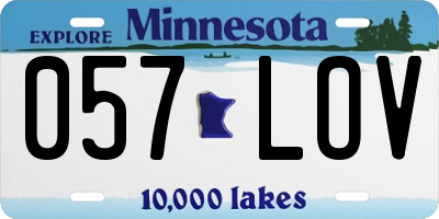 MN license plate 057LOV