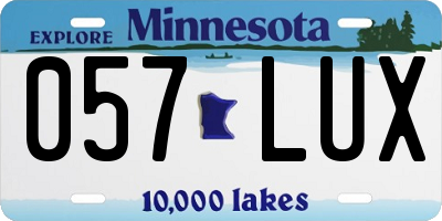 MN license plate 057LUX