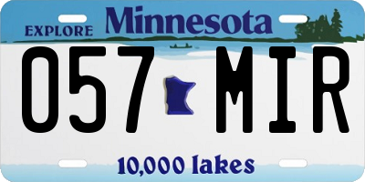MN license plate 057MIR