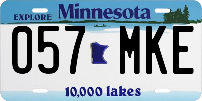 MN license plate 057MKE