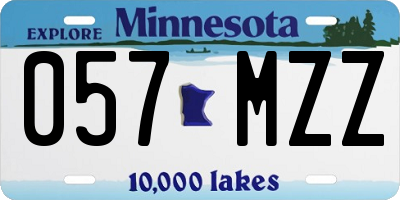 MN license plate 057MZZ