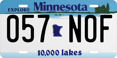 MN license plate 057NOF