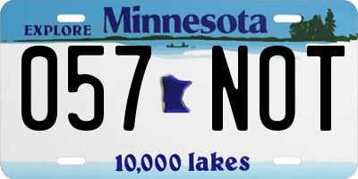 MN license plate 057NOT