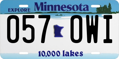MN license plate 057OWI