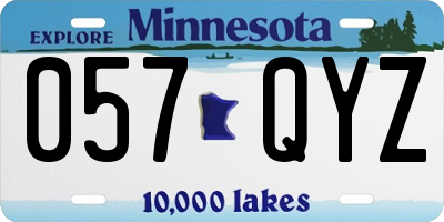 MN license plate 057QYZ