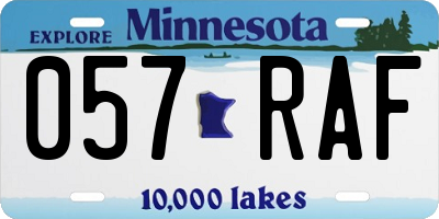 MN license plate 057RAF