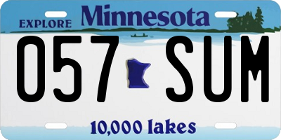 MN license plate 057SUM