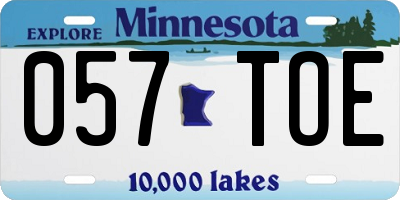 MN license plate 057TOE