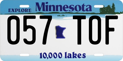 MN license plate 057TOF