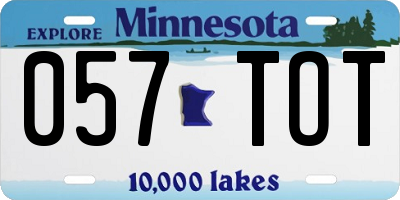 MN license plate 057TOT