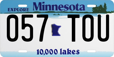 MN license plate 057TOU