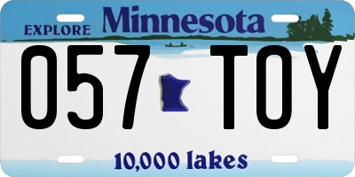 MN license plate 057TOY