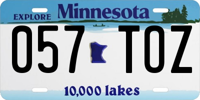MN license plate 057TOZ