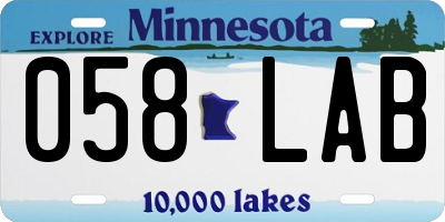 MN license plate 058LAB