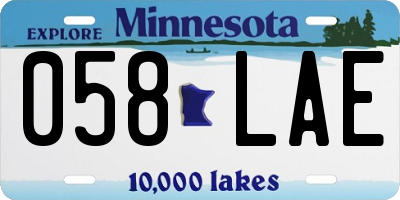 MN license plate 058LAE