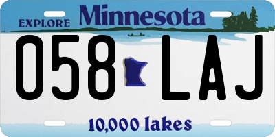 MN license plate 058LAJ