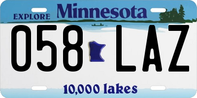 MN license plate 058LAZ