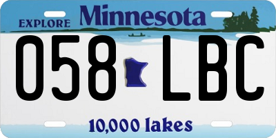 MN license plate 058LBC