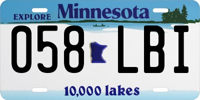 MN license plate 058LBI