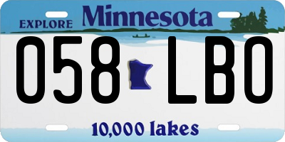 MN license plate 058LBO