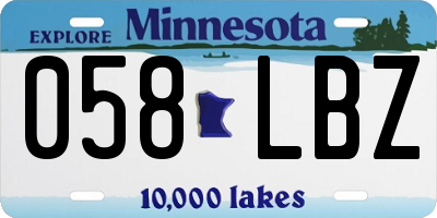 MN license plate 058LBZ