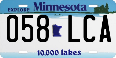 MN license plate 058LCA