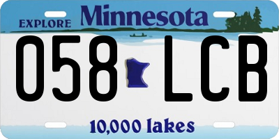 MN license plate 058LCB