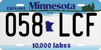 MN license plate 058LCF