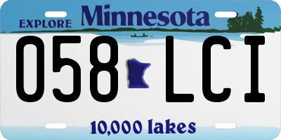 MN license plate 058LCI