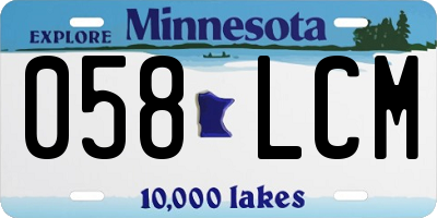 MN license plate 058LCM