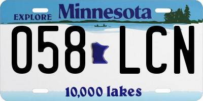 MN license plate 058LCN