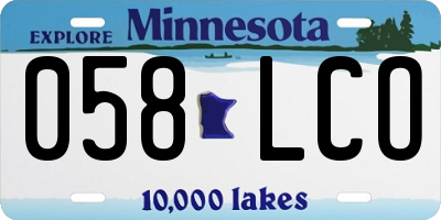 MN license plate 058LCO