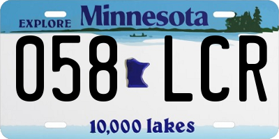 MN license plate 058LCR