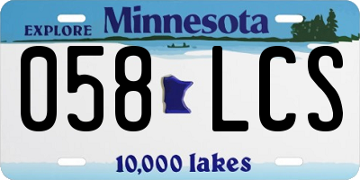 MN license plate 058LCS