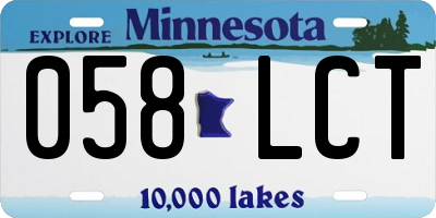 MN license plate 058LCT