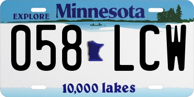 MN license plate 058LCW