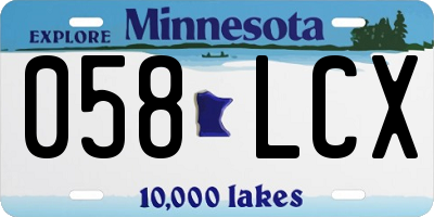 MN license plate 058LCX
