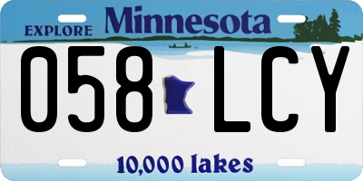 MN license plate 058LCY